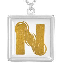 Oro N - collar de la letra