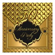 Oro negro elegante de la 50.a élite de oro del ani invitación