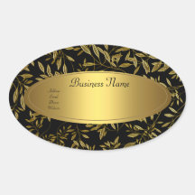 Oro oval del negro de la etiqueta de dirección del