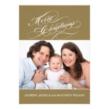 Oro plano de la foto de la tarjeta del navidad de  invitación