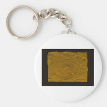 Oro profundo grabado en relieve subió llaveros personalizados