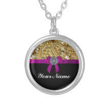 Oro reluciente y negro collares personalizados
