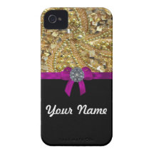 Oro reluciente y negro iPhone 4 protectores