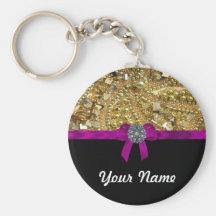 Oro reluciente y negro llaveros personalizados