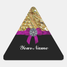 Oro reluciente y negro calcomanías de triangulos personalizadas