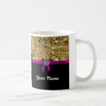 Oro reluciente y negro tazas