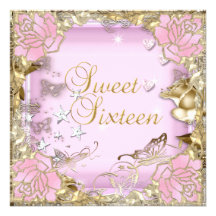 Oro rosado 16 del dulce dieciséis floral comunicados personales 