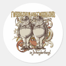 Oro Ver. del estilo de Tweedledum y de Tweedledee  Etiquetas Redondas