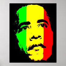 Oro verde de Obama y poster de la cara roja