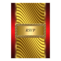 Oro y barra roja Mitzvah RSVP del art déco Invitaciones Personales