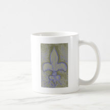 Oro y flor de lis de textura azul taza