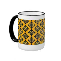 Oro y modelo negro del damasco taza