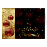 Oro y ornamentos rojos del navidad del centelleo tarjetas