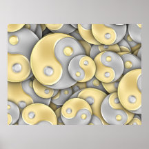 Oro y plata Yin y Yang Poster