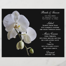 Orquídea en menú negro del boda tarjetones