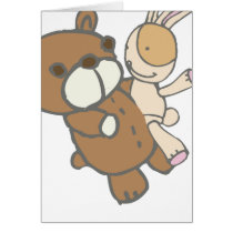Oso con el conejito que baila el sistema lindo tarjetas
