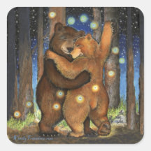 Oso de baile calcomanías cuadradas personalizadas
