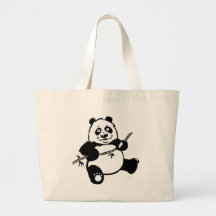 Oso de panda feliz bolsa lienzo