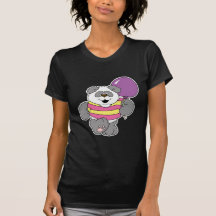 Oso de panda lindo con el globo camisetas