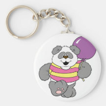 Oso de panda lindo con el globo llavero
