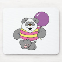 Oso de panda lindo con el globo tapetes de ratón