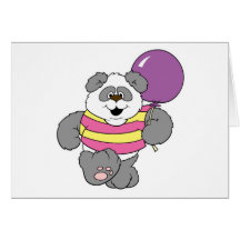 Oso de panda lindo con el globo tarjeton