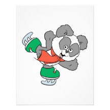 Oso de panda lindo del patinaje de hielo invitacion personal 