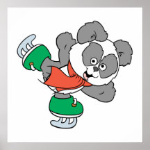 Oso de panda lindo del patinaje de hielo impresiones
