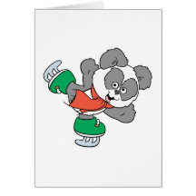 Oso de panda lindo del patinaje de hielo tarjeton