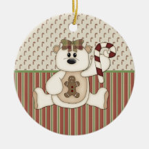 Oso de peluche blanco del bastón de caramelo adorno para reyes