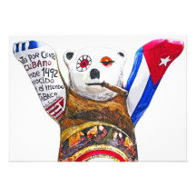Oso de peluche cubano con el cigarro, parte poster invitación