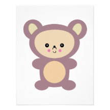 oso de peluche de color de malva del kawaii invitación personalizada