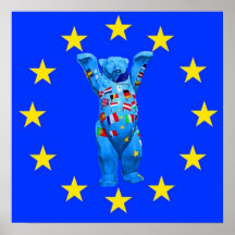 Oso de peluche de la unión europea (centavo) poster