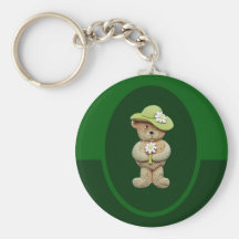 Oso de peluche del gorra y de las flores llaveros
