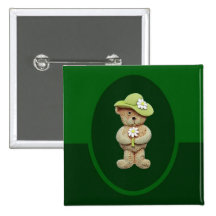 Oso de peluche del gorra y de las flores pins
