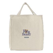 Oso de peluche del portador de anillo bolsas bordadas