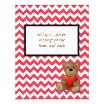 Oso de peluche del zigzag de Chevron del rojo cere Invitacion Personalizada