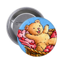 Oso de peluche en botón de la cesta pins