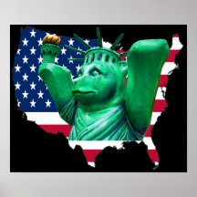 Oso de peluche, estatua de la libertad, mapa de lo posters