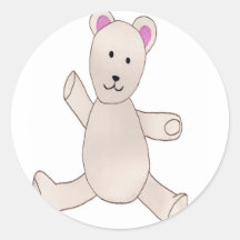 Oso de peluche etiqueta redonda