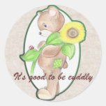 Oso de peluche, girasol, y pegatinas de la mariqui