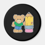 oso de peluche lindo de la escuela con el lápiz iman de frigorífico