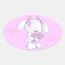 Oso de peluche lindo de Pascua Calcomanías Óvales