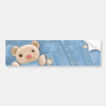 oso de peluche lindo del bolsillo de la mezclilla pegatina de parachoque