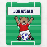 Oso de peluche lindo personalizado del fútbol (roj alfombrillas de raton