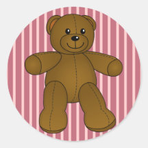 Oso de peluche marrón lindo etiqueta redonda