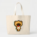 oso de peluche marrón lindo feliz del kawaii de la bolsa