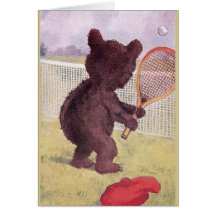 Oso de peluche que juega a tenis tarjetón