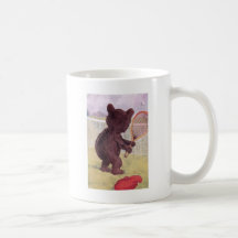 Oso de peluche que juega a tenis taza de café