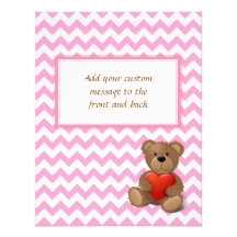 Oso de peluche rosado del zigzag de Chevron Invitación Personalizada